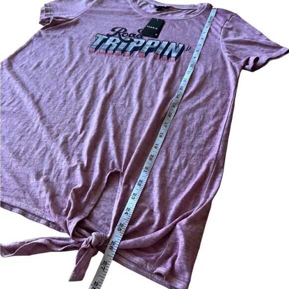 Torrid Road Trippin' Mauve Pink Tie Front Tee size 00 (M/L) - Picture 14 of 16